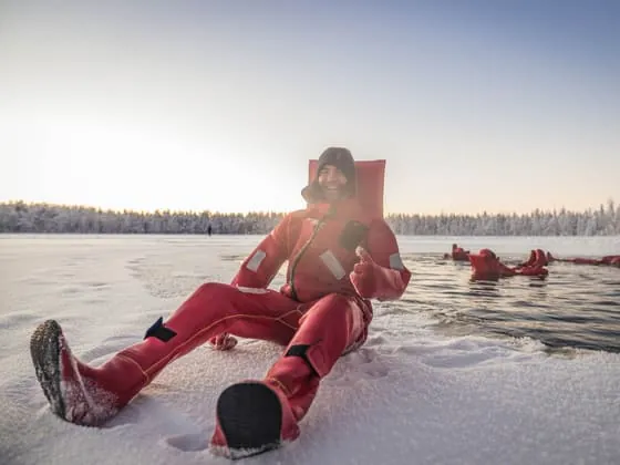 Daytime Ice Floating Rovaniemi, Frozen Lake Experience